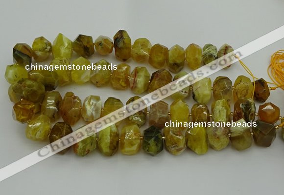 CNG5095 13*18mm - 15*20mm faceted nuggets yellow & green opal beads