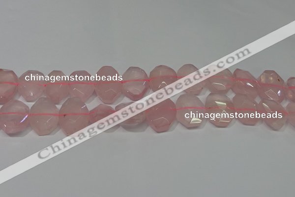 CNG5127 15.5 inches 15*18mm - 15*20mm faceted freeform rose quartz beads