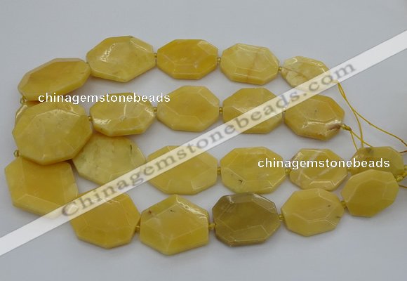CNG5405 15.5 inches 20*30mm - 35*45mm faceted freeform yellow jade beads