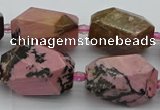 CNG5421 15.5 inches 12*16mm - 15*25mm faceted nuggets rhodonite beads