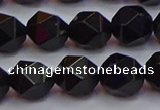 CNG5504 15.5 inches 12mm faceted nuggets black agate beads