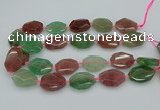 CNG5596 20*25mm - 25*35mm faceted freeform mixed strawberry quartz beads
