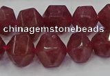 CNG5849 10*12mm - 14*15mm faceted nuggets strawberry quartz beads