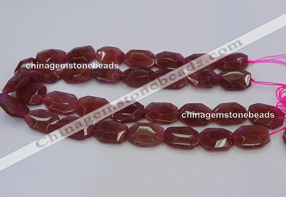 CNG5856 15*20mm - 20*25mm faceted freeform strawberry quartz beads