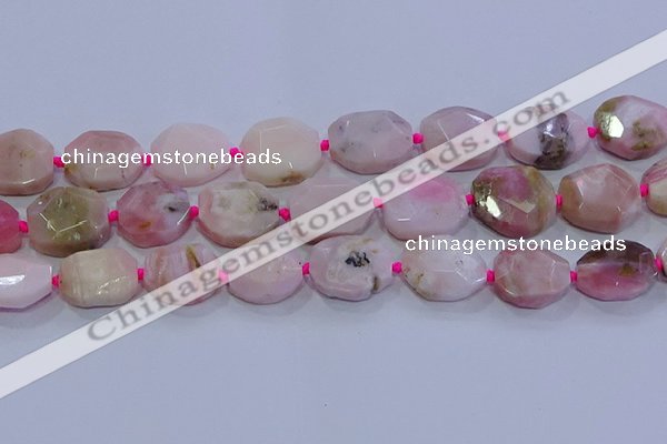CNG5884 15.5 inches 10*14mm - 12*16mm faceted freeform pink opal beads