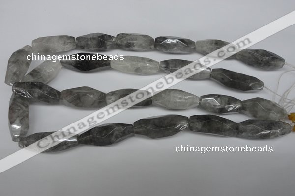 CNG590 12*30mm - 14*32mm faceted rice cloudy quartz nugget beads