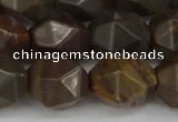 CNG6053 15.5 inches 12mm faceted nuggets coffee jasper beads