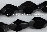 CNG606 12*20mm – 14*24mm faceted nuggets black agate beads
