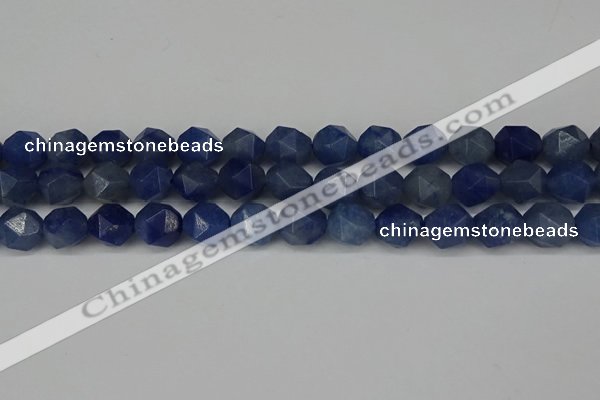 CNG6177 15.5 inches 10mm faceted nuggets blue aventurine beads
