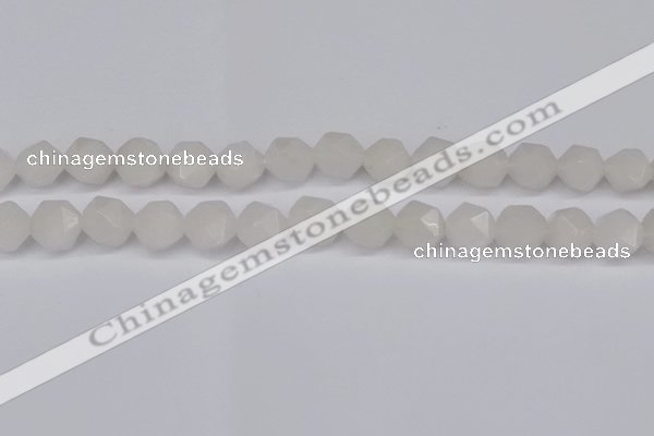 CNG6186 15.5 inches 10mm faceted nuggets white jade beads