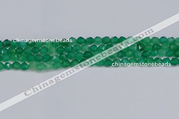 CNG6226 15.5 inches 6mm faceted nuggets green agate beads