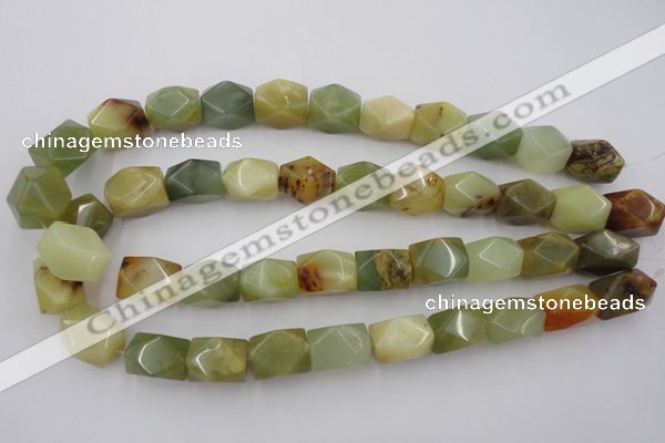 CNG652 15.5 inches 13*18mm faceted nuggets flower jade beads