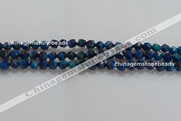 CNG6538 15.5 inches 6mm faceted nuggets blue tiger eye beads