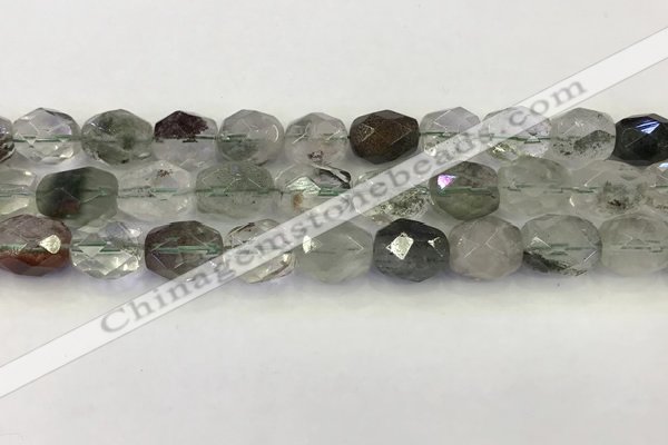 CNG6962 13*18mm - 15*20mm faceted nuggets green phantom quartz beads