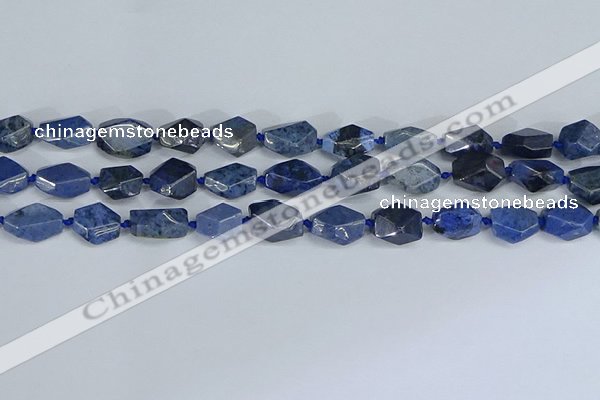 CNG7142 6*10mm - 10*14mm faceted nuggets blue dumortierite beads