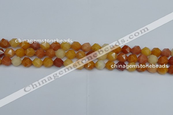 CNG7360 15.5 inches 6mm faceted nuggets yellow jade beads