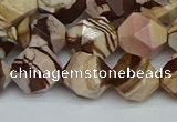 CNG7382 15.5 inches 10mm faceted nuggets zebra jasper beads