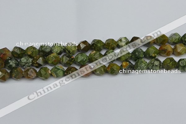 CNG7397 15.5 inches 10mm faceted nuggets rhyolite gemstone beads