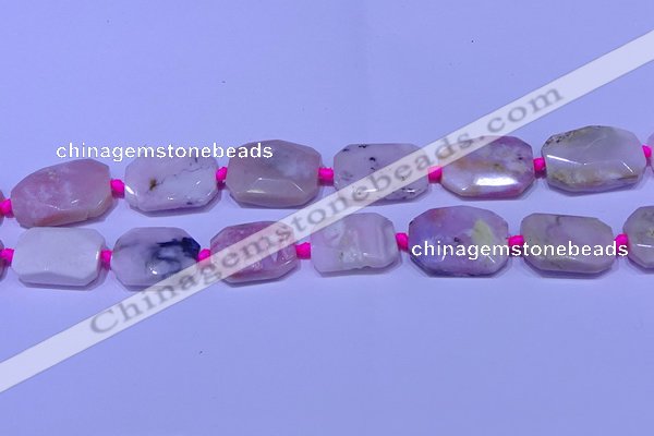 CNG7524 15.5 inches 18*25mm - 25*35mm faceted freeform pink opal beads