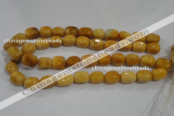 CNG765 15.5 inches 13*18mm nuggets yellow jade beads wholesale
