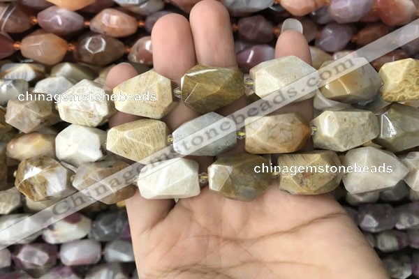CNG7843 12*16mm - 15*25mm faceted nuggets fossil coral beads