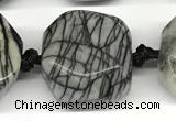 CNG8935 16*17mm - 18*19mm faceted freeform black water jasper beads