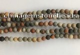 CNI376 15.5 inches 6mm round matte American picture jasper beads