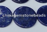 CNL1280 15.5 inches 25mm flat round natural lapis lazuli beads