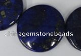 CNL458 15.5 inches 30mm flat round natural lapis lazuli beads