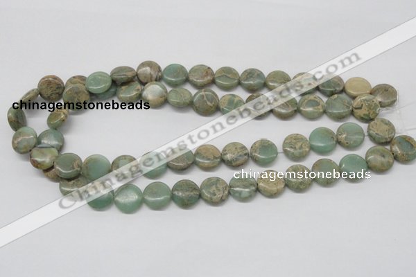 CNS10 16 inches 14mm flat round natural serpentine jasper beads