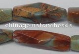 CNS134 15.5 inches 12*40mm faceted rice natural serpentine jasper beads