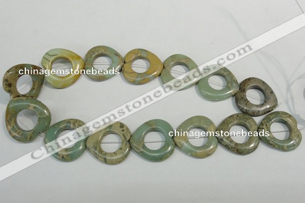 CNS272 15.5 inches 30*30mm heart donut natural serpentine jasper beads