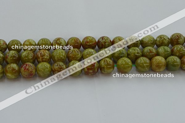 CNS606 15.5 inches 16mm round green dragon serpentine jasper beads