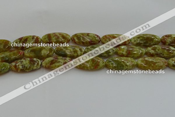 CNS636 15.5 inches 15*30mm oval green dragon serpentine jasper beads