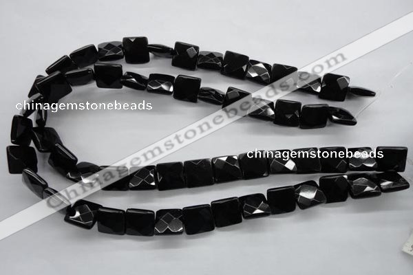 COB392 15.5 inches 14*14mm faceted square black obsidian beads