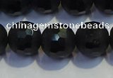 COB475 15.5 inches 10mm faceted round matte black obsidian beads