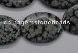 COB56 15.5 inches 22*30mm oval Chinese snowflake obsidian beads