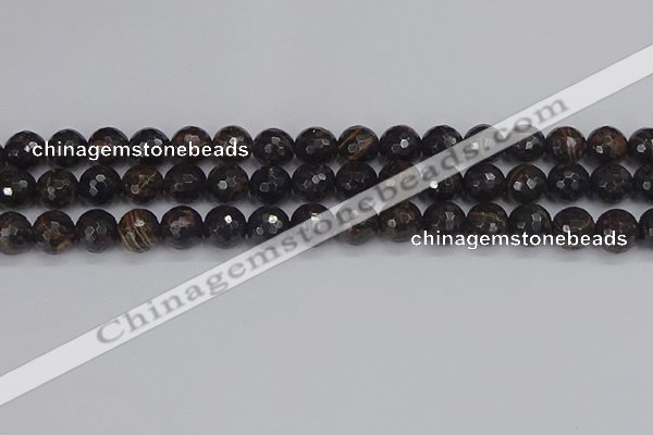 COB687 15.5 inches 10mm faceted round golden black obsidian beads
