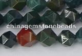 COJ321 15.5 inches 8mm faceted nuggets Indian bloodstone beads