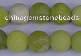 COJ405 15.5 inches 14mm round matte olive jade beads wholesale