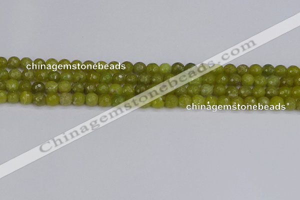 COJ409 15.5 inches 6mm faceted round olive jade beads