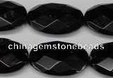 CON68 15.5 inches 20*30mm faceted oval black onyx gemstone beads