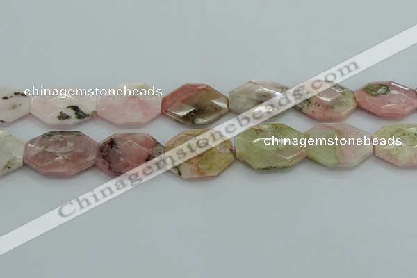 COP1494 15.5 inches 25*35mm faceted freeform natural pink opal beads
