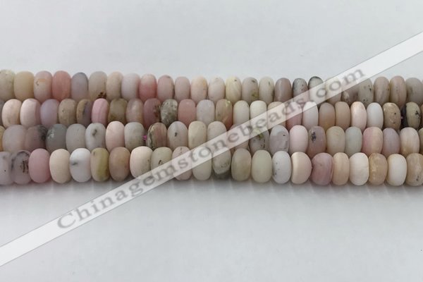 COP1547 15.5 inches 5*8mm rondelle matte natural pink opal beads