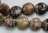 COP211 15.5 inches 14mm flat round natural brown opal gemstone beads