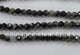 COP460 15.5 inches 4mm faceted round natural grey opal gemstone beads