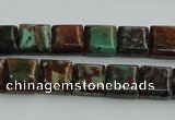 COP613 15.5 inches 10*10mm square double drilled green opal beads