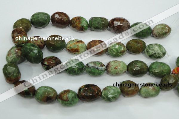 COP675 15.5 inches 18*25mm faceted nuggets green opal gemstone beads