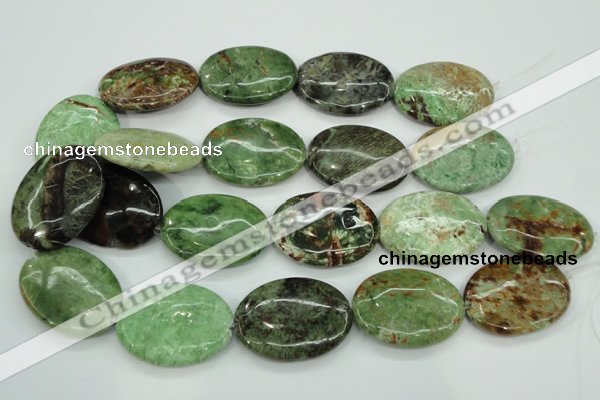 COP682 15.5 inches 30*40mm oval green opal gemstone beads