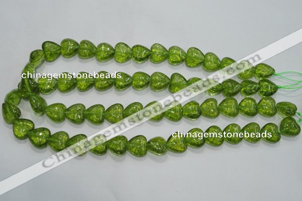COQ31 15.5 inches 16*16mm heart dyed olive quartz beads wholesale